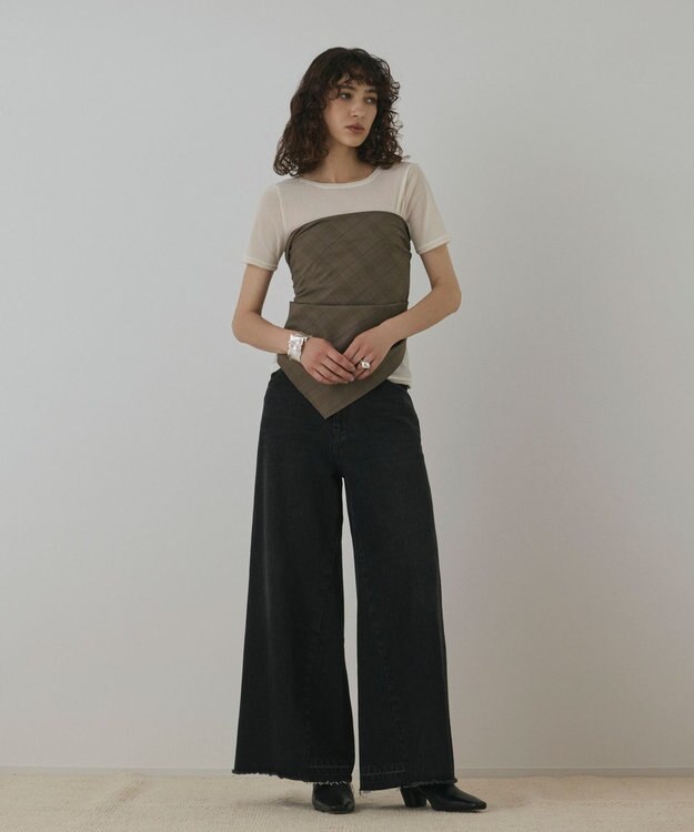 GRACE CONTINENTAL ハイウエストバギ－デニム ブラック