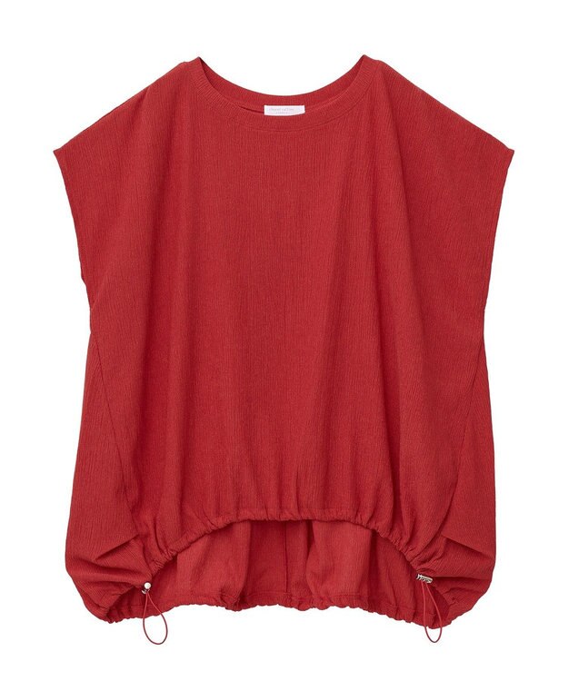 Green Parks 表面カット裾ドロストプルオーバー Red