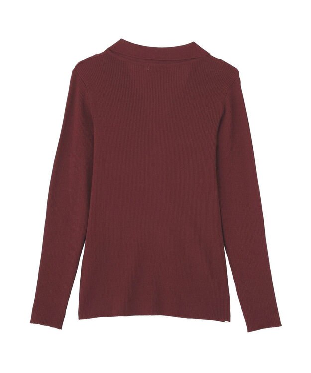 earth music&ecology スキッパー衿リブカーディガン Bordeaux