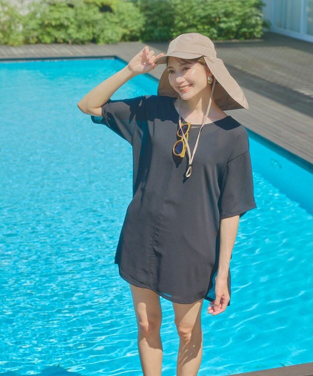 OP／FILA 【Ocean Pacific】水陸両用シアーオーバーサイズTシャツ ブラック