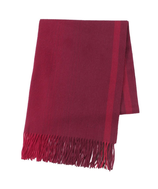 MOONBAT FURLA(フルラ）ウール100％ オンブレー カラーブロック ストール ワイン