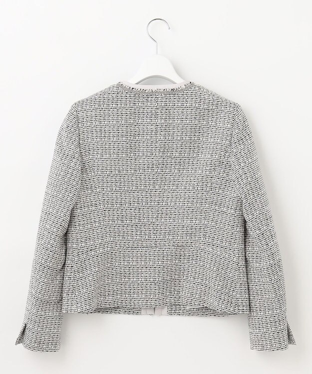 23区 S 【セットアップ対応】ライトシャインツイード ノーカラー ジャケット ブラック系