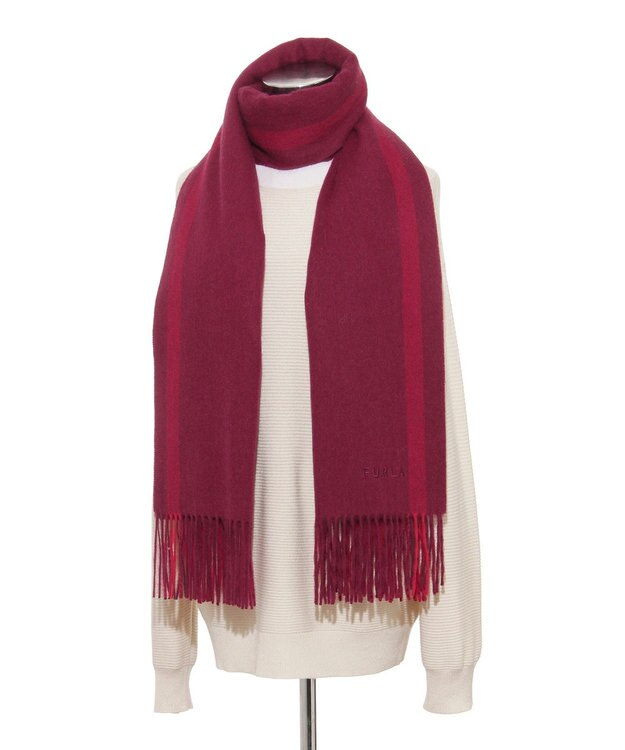 MOONBAT FURLA(フルラ）ウール100％ オンブレー カラーブロック ストール ワイン
