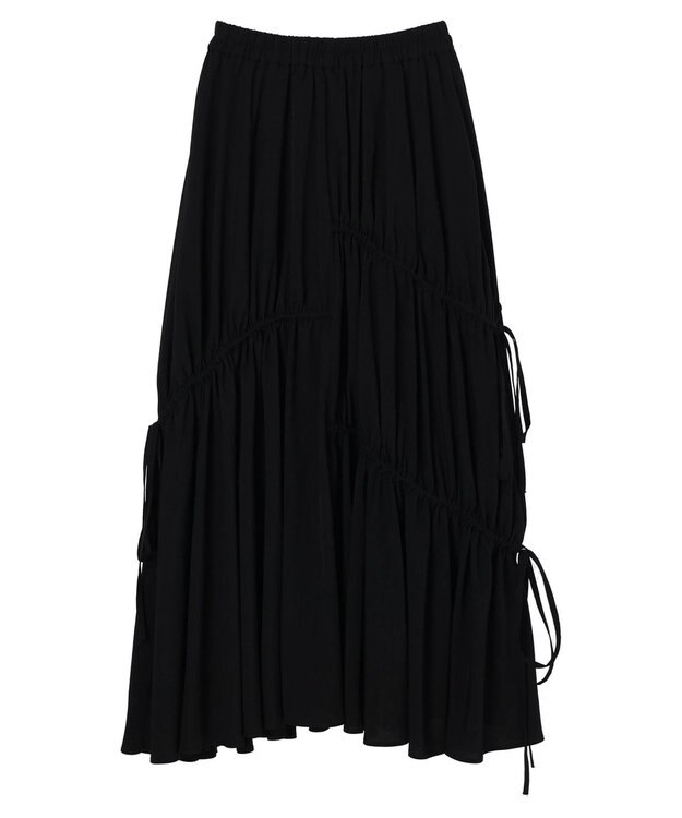 earth music&ecology ドロストギャザーフレアスカート Black