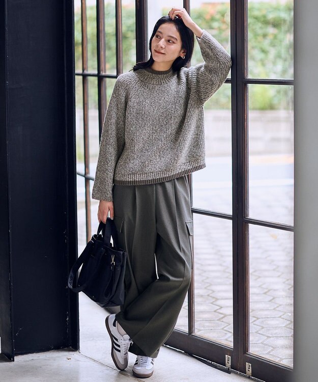 ANY L 【5色展開】バイカラーMIXニット グレーMIX