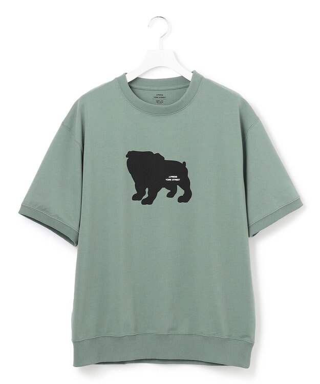 J.PRESS YORK STREET 【UNISEX】ブルドックプリントリブ Tシャツ ライトグリーン系
