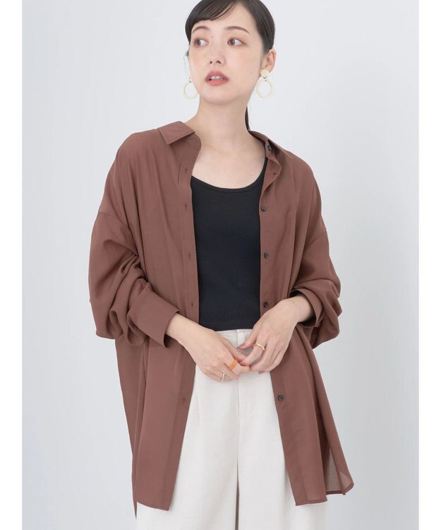 earth music&ecology シアーボーイズライクシャツ Brown