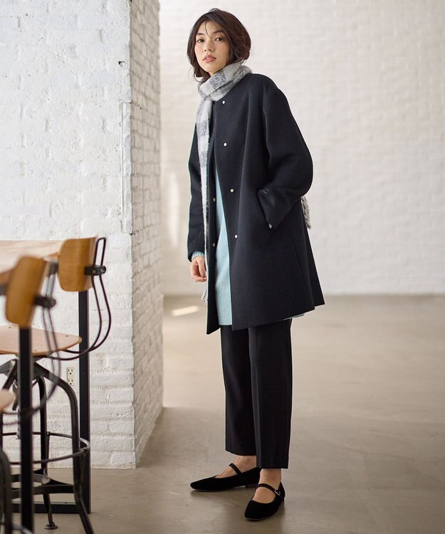 ANY 【防風裏地】カシミヤブレンドコート ブラック