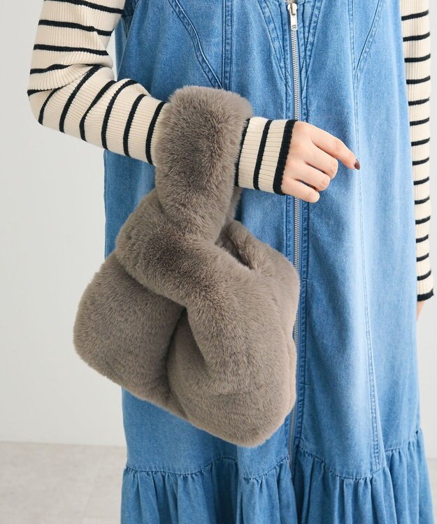 Green Parks ＥＴＳ．ミンク風ファーミニトートバック Charcoal Gray