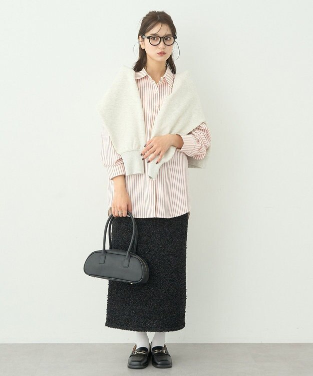 earth music&ecology サッカーストライプシャツ Red