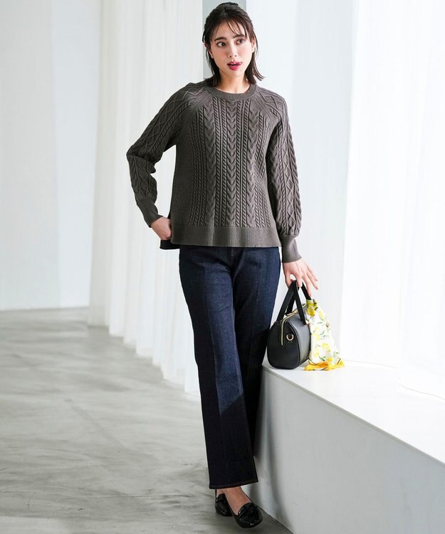 ANY SIS S ケーブル ニット プルオーバー スレート