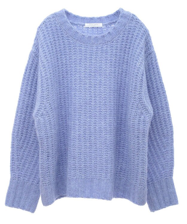 Green Parks ざっくりローゲージニットプルオーバー Sax