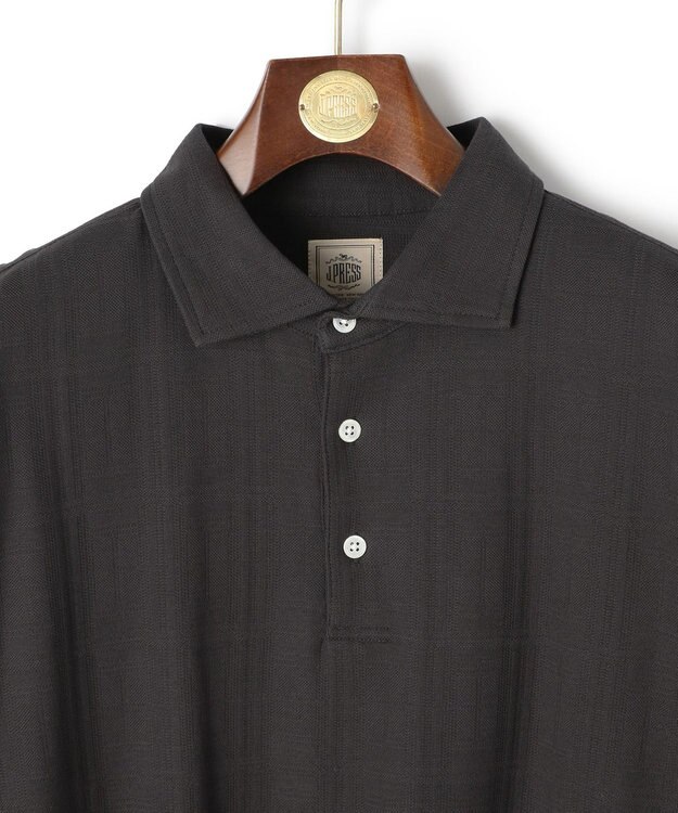 J.PRESS MEN 【ビジネス対応】リンクスシャドーチェック ロングスリーブポロシャツ グレー系