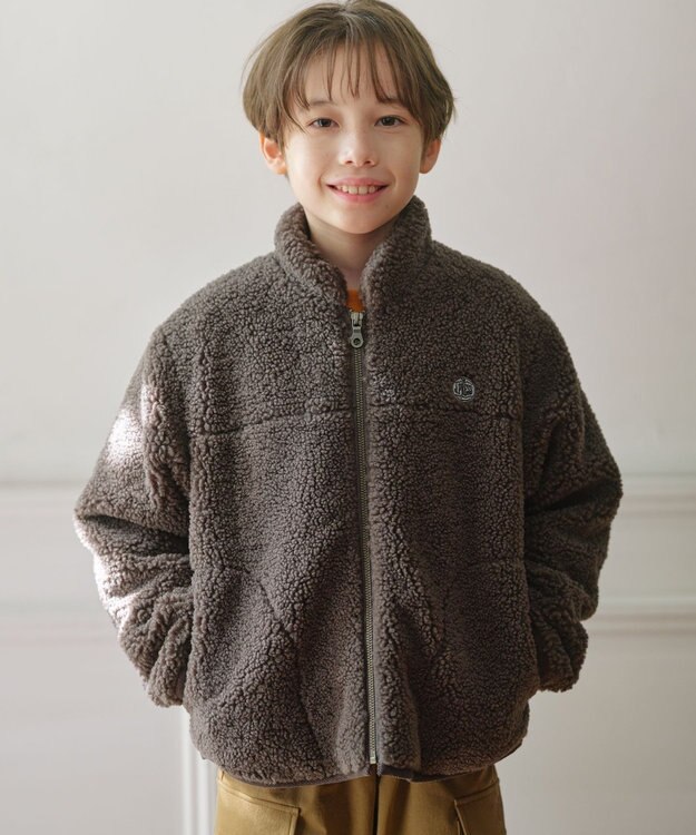 J.PRESS KIDS 【100-130cm】スタンドカラー ボア ブルゾン ブラウン系