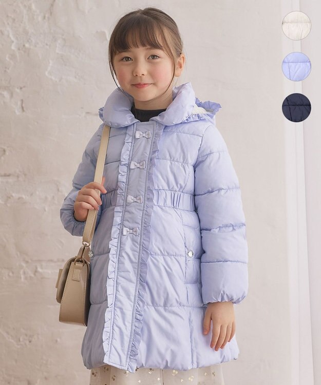 ANY KIDS 【洗濯機OK】中綿 Aライン コート サックスブルー