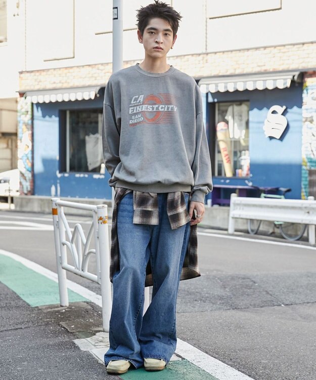 WEGO 【ユニセックス着用ITEM】ピグメントグラフィックプルオーバー 柄3