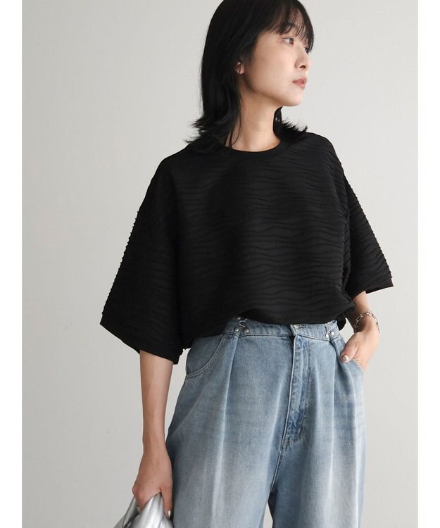 Green Parks ・Ｐｅｔｉｔ　Ｆｌｅｕｒ　ウェーブカットオーバーＴＥＥ Black