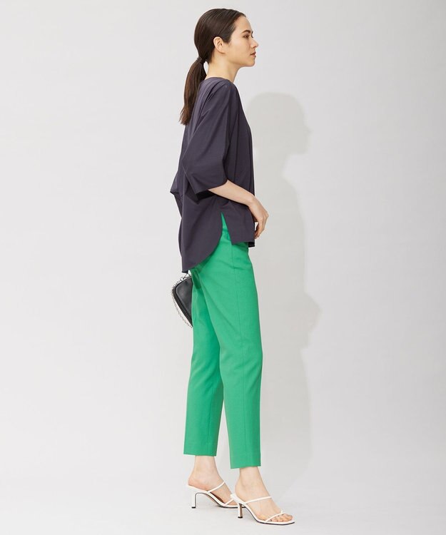 ICB 【洗える】 ブラウスライクジャージー ドルマンスリーブカットソー ネイビー系