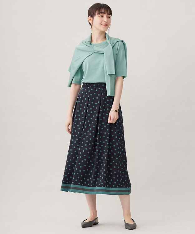 自由区 L 【アンサンブル対応・洗える】アセテートコットン カーディガン ミストグリーン