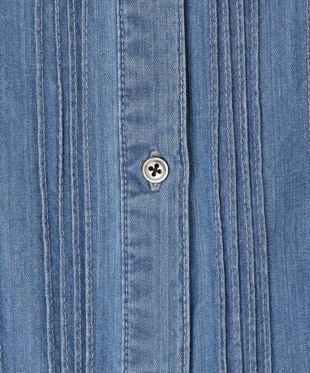 J.PRESS LADIES 【洗える・セットアップ対応】5ozバージラコンパクト ピンタック ブラウス ダルブルー系