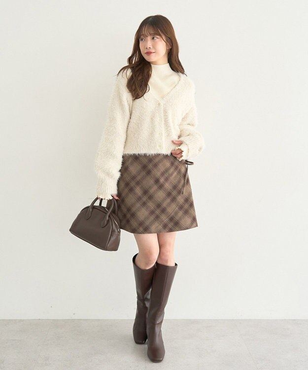 earth music&ecology ミックスカラーラメニットカーディガン Ivory