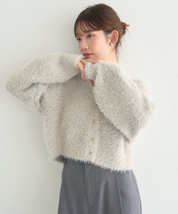 earth music&ecology ミックスカラーラメニットカーディガン Light Blue