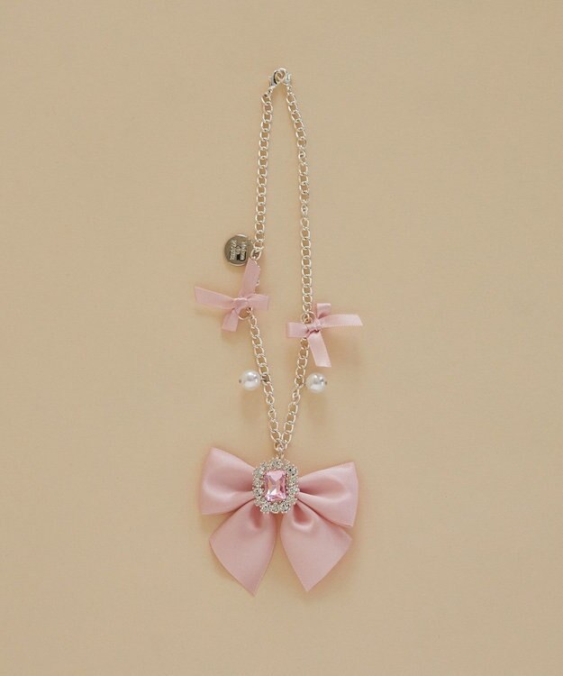 Maison de FLEUR ビジューリボンパールバッグチャーム Pink