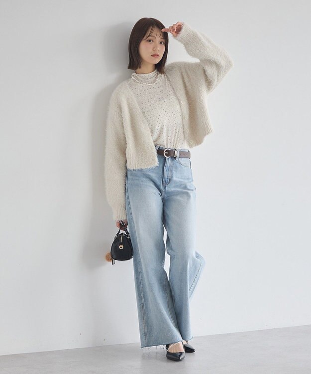 earth music&ecology ミックスカラーラメニットカーディガン Ivory