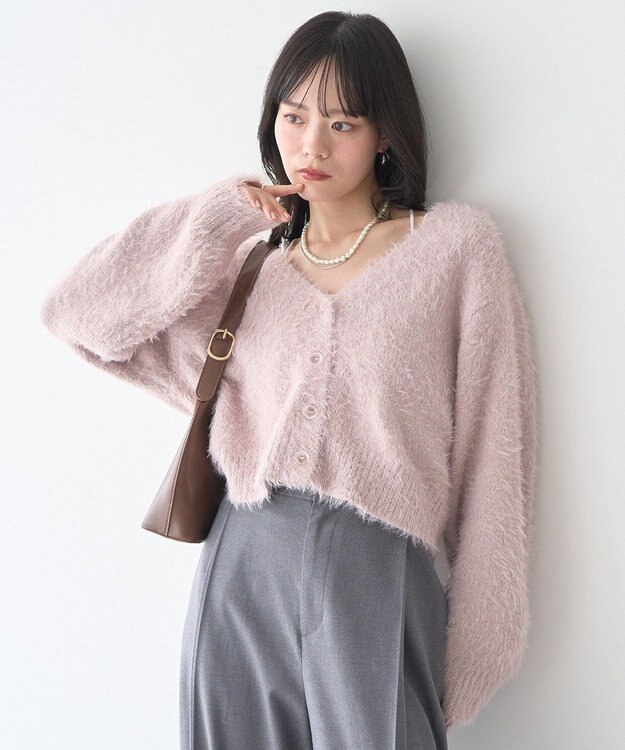 earth music&ecology ミックスカラーラメニットカーディガン Light Pink