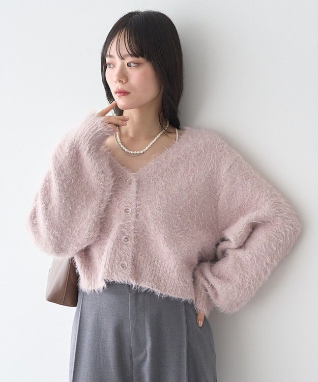 earth music&ecology ミックスカラーラメニットカーディガン Light Pink