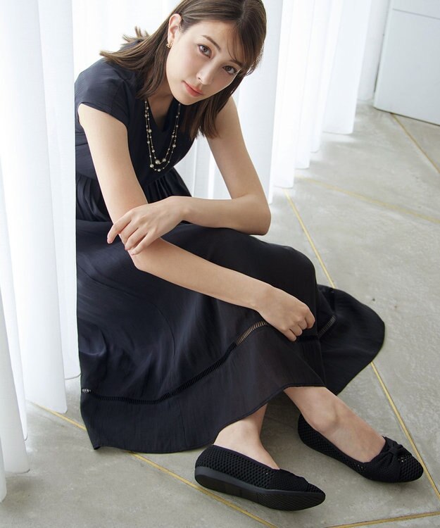 Tiaclasse 【小倉優子さん着用】リボンニットフラットパンプス ブラック