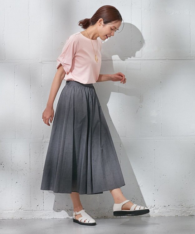 ANY 【接触冷感】シルケットスムース タックスリーブトップス ピンク