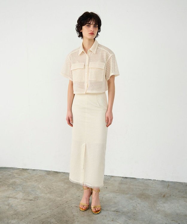 GRACE CONTINENTAL ラッセルメッシュスカート ベージュ