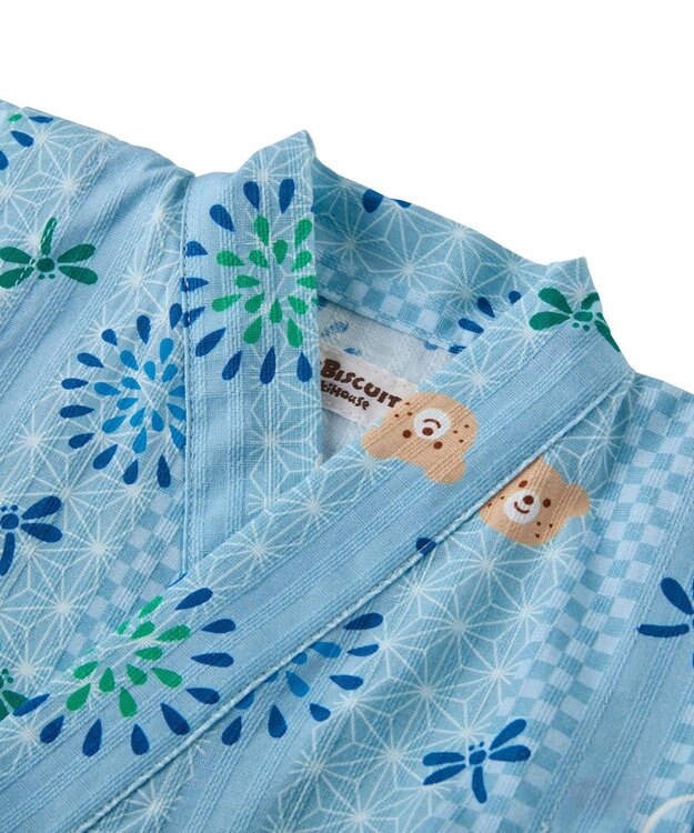 MIKI HOUSE HOT BISCUITS 【80-120cm】総柄 甚平スーツ ストームブルー