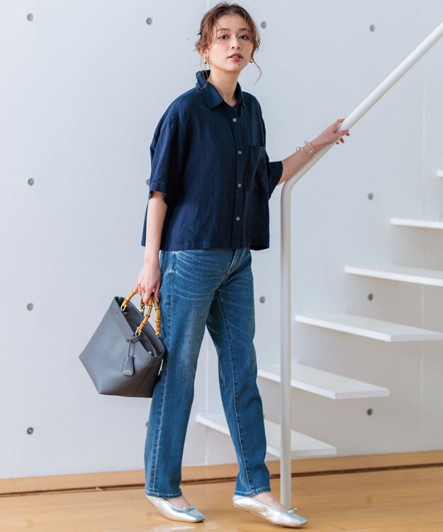 23区 バンブーハンドル トートバッグ グレー系