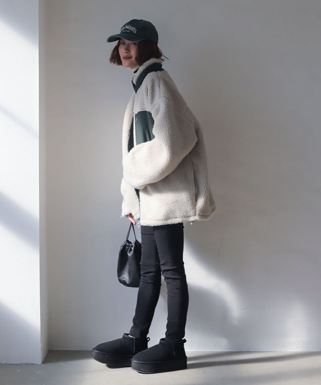 WEGO 【25年秋冬新作/あったかブーツ】厚底ムートンタッチブーツ ブラック