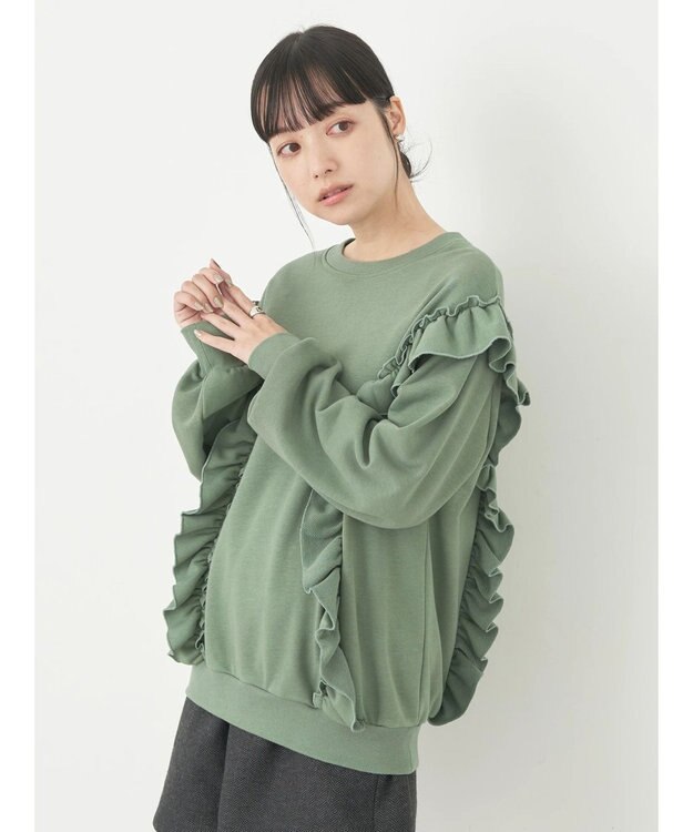 earth music&ecology フリルスウェットプルオーバー Mint