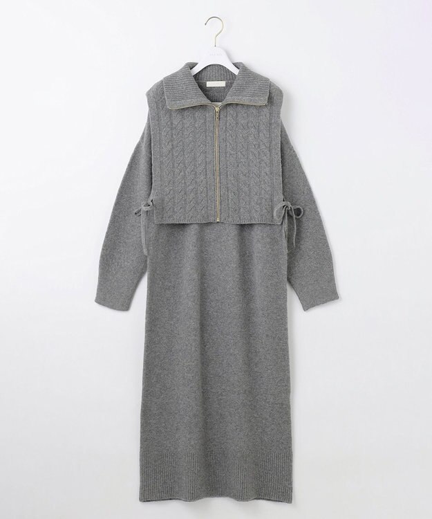ANY SIS L 【2WAY】ケーブルベストSETニット ワンピース チャコール