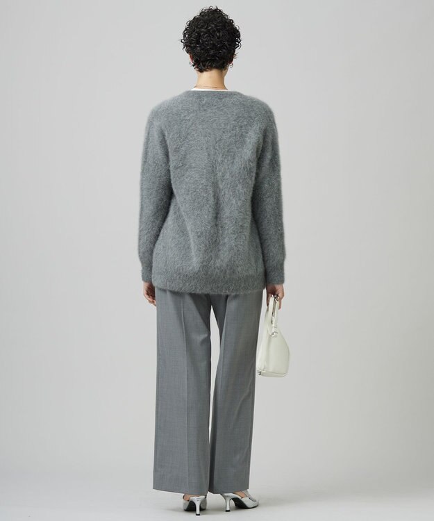 ICB L フォックスアルパカニット Vネックカーディガン ライトグレー系