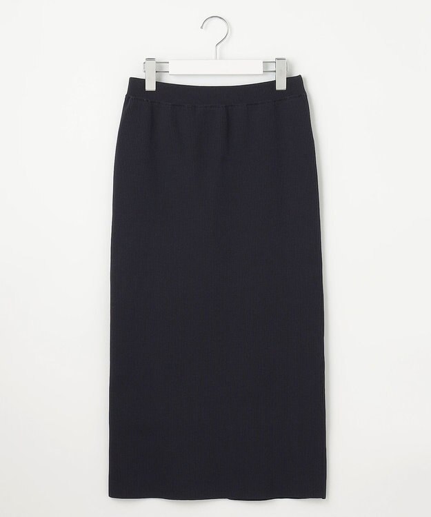自由区 【洗える】リブストレッチタイト スカート ネイビー