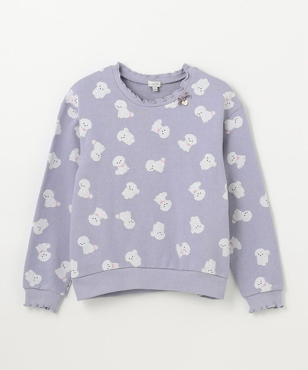 ANY KIDS アニマル 総柄 トレーナー サックスブルー×イヌ