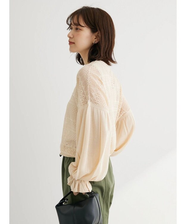 Green Parks ・ｆｕｒｒｙ　ｒａｔｅ　シアー×ギャザープルオーバー Light Beige