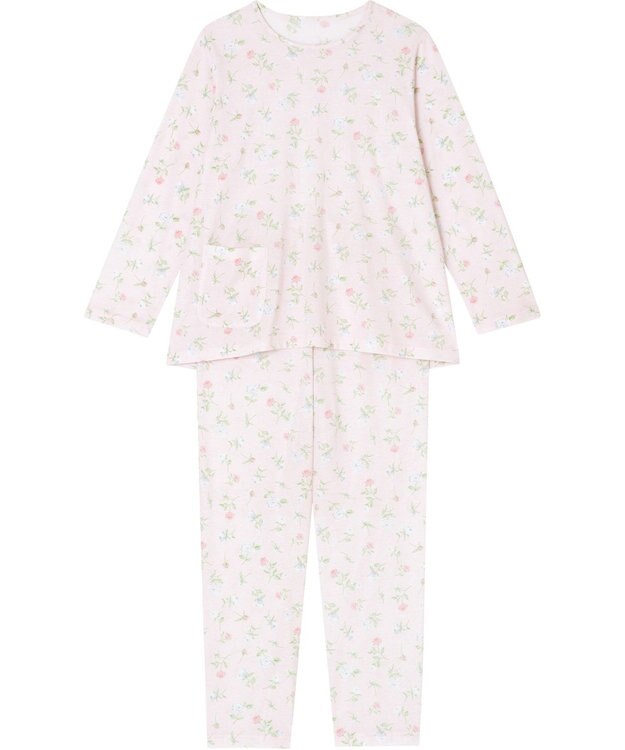 Wing 【パジャマ】　長袖・長ズボン　綿100%　天竺素材　花柄　ウイング／ワコール　EP7082 ピンク