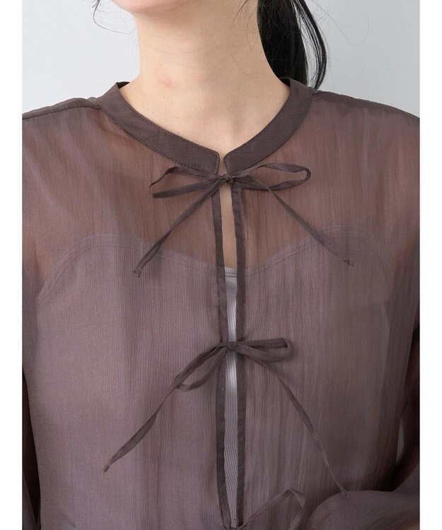 earth music&ecology シアーリボンシャツ Brown
