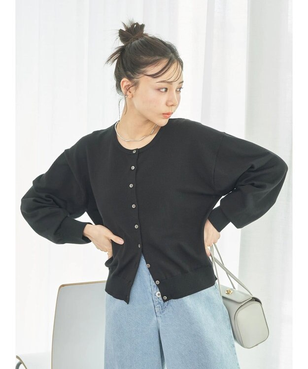 earth music&ecology ＵＶカット加工　ベーシックカーディガン Black