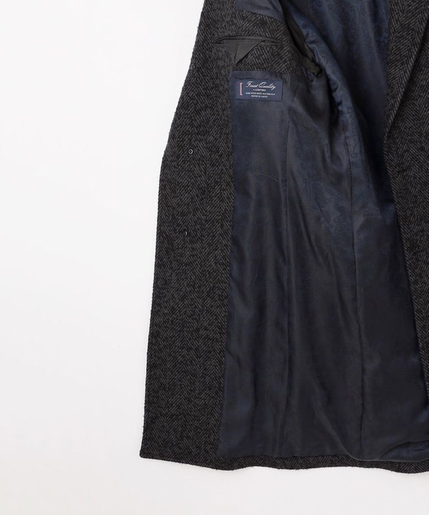 JOSEPH ABBOUD 【キングサイズ・尾州産カシミヤブレンド×アルパカ混素材】カシミヤブレンドアルパカヘリンボン チェスターコート グレー系7