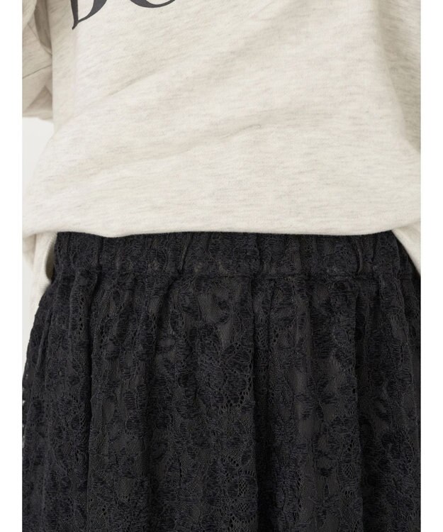 earth music&ecology 起毛レースフレアスカート Black