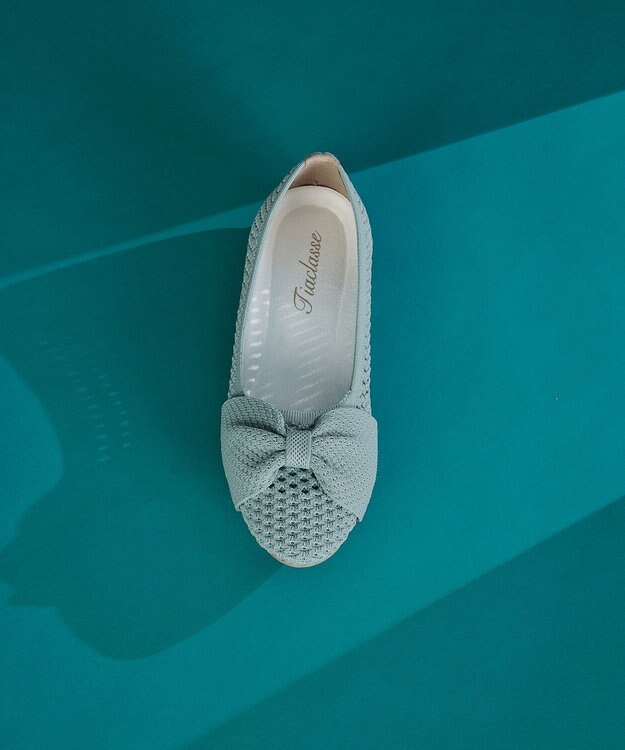 Tiaclasse 【小倉優子さん着用】リボンニットフラットパンプス ミント