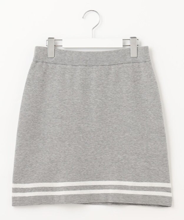 23区GOLF ウォッシャブルで気軽に着られる【WOMEN】モールボーダー ニットスカート ライトグレー系1