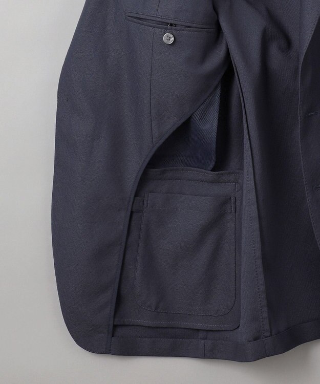 GOTAIRIKU 【通気性/ストレッチ/洗える】エアレースジャケット_ヘリンボーン柄 ネイビーヘリンボーン柄